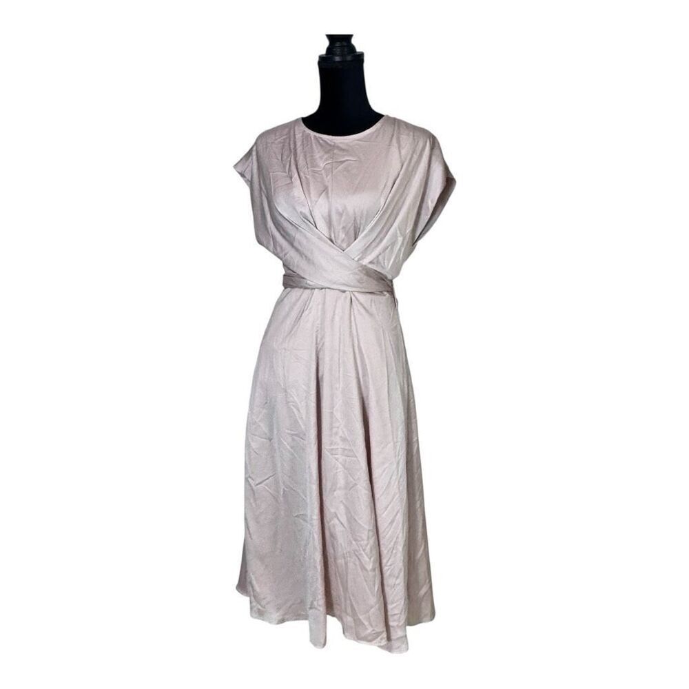 PRETTYGARDEN Women's Summer Midi Dress Cap Sleeve Tie Waist Elegant A-Line Flowy
